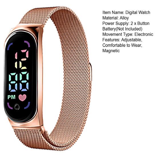 Электронные часы Магнитный светодиодный экран Водонепроницаемые Многофункциональные Регулируемые Прямоугольный циферблат Студенческие часы На каждый день