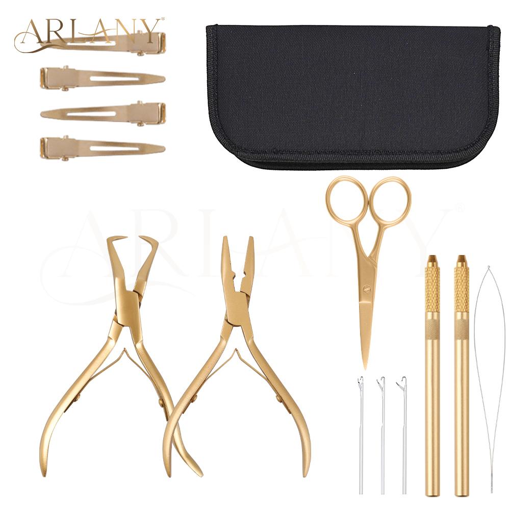 ARLANY Microlink Hair Extension Pliers Kit for Sewing Weft Extensions Closer Pliers for Rings Beads Metal Clip Hair Loop Tool