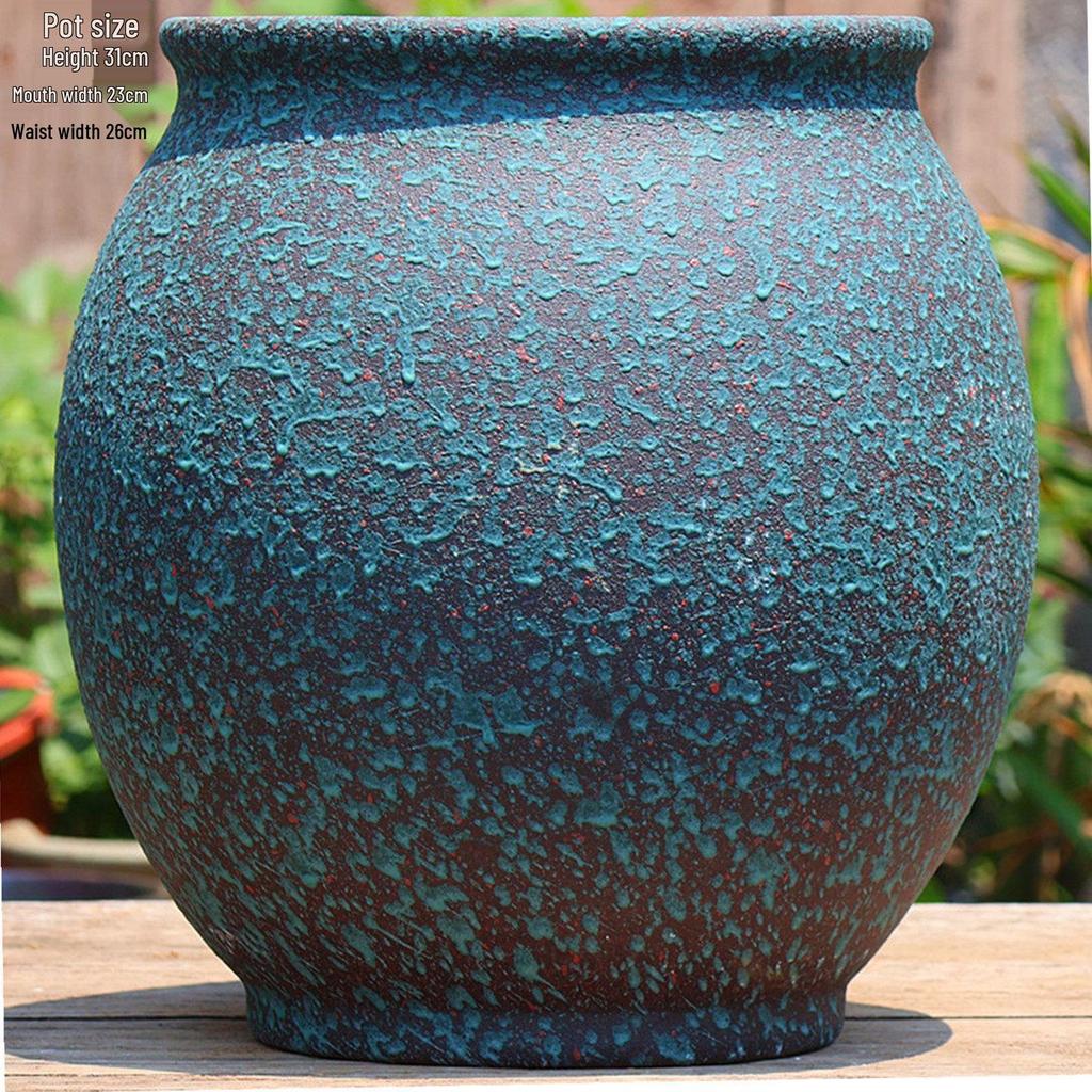 Vintage Ceramic Pot for Indoor/Outdoor Use – Large, Breathable Coarse Pottery for Green Plants, Tall Wide Mouth Design for Bougainvillea & Succulents