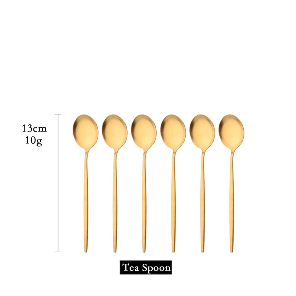 6pcs Gold Matte Cutlery Set Stainless Steel Dinnerware Flatware Kitchen Butter Knife Dessert Fork Spoon Set Silverware Tableware Set