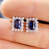Huitan Noble Blue Cubic Zirconia Stud Earrings for Lady Ear Piercing Modern Fashion Design Eternity Women Earrings Bulk Jewelry