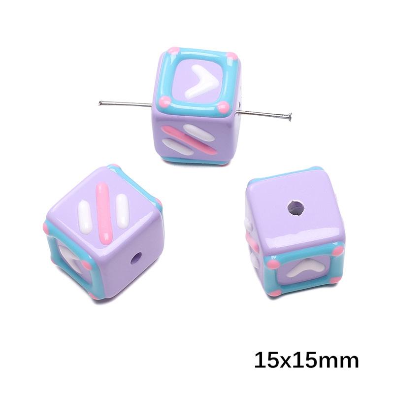 Handmade Beads Acrylic Double-sided Hand-painted Round Beads Graffiti Handmade Beads Diy Weaving Cell Phone Chain String Loose Beads Material