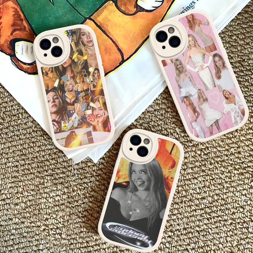Singer Sydney S-Sweeney Leather Phone Case For Iphone 16 15 14 Plus 13 12 11 Pro Max Case