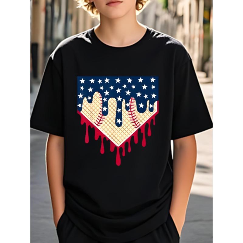 European size Short Sleeved T Shirt for Boys And Teens Featuring Crew Neck Stylish And Versatile for Everyday And Outdoor Use