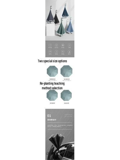 Очень большой ветрозащитный зонт-наоборот: Длинная ручка, двойное использование для солнца и дождя, идеально подходит для ношения в машине и использования двумя людьми