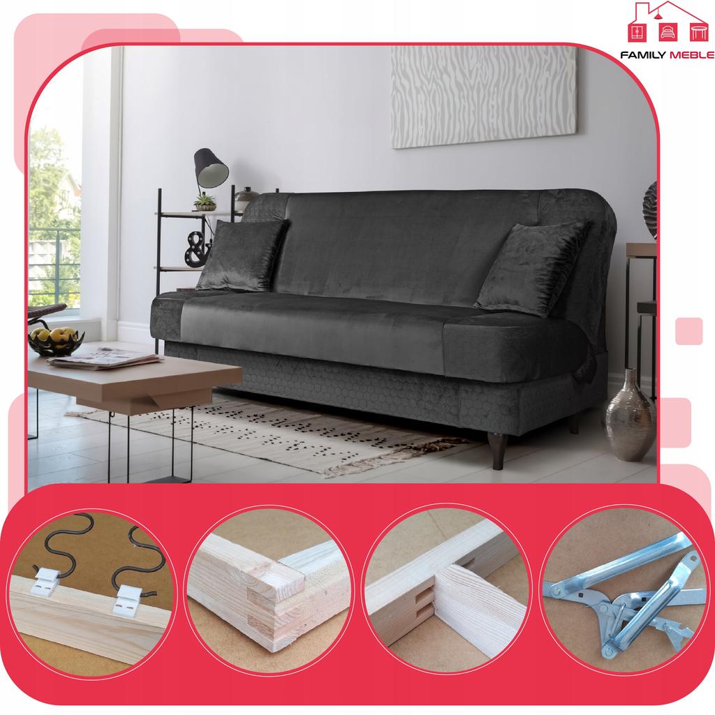 Kanapa sofa Iza rozkładana wersalka spania bonell łóżko Family meble brązowy