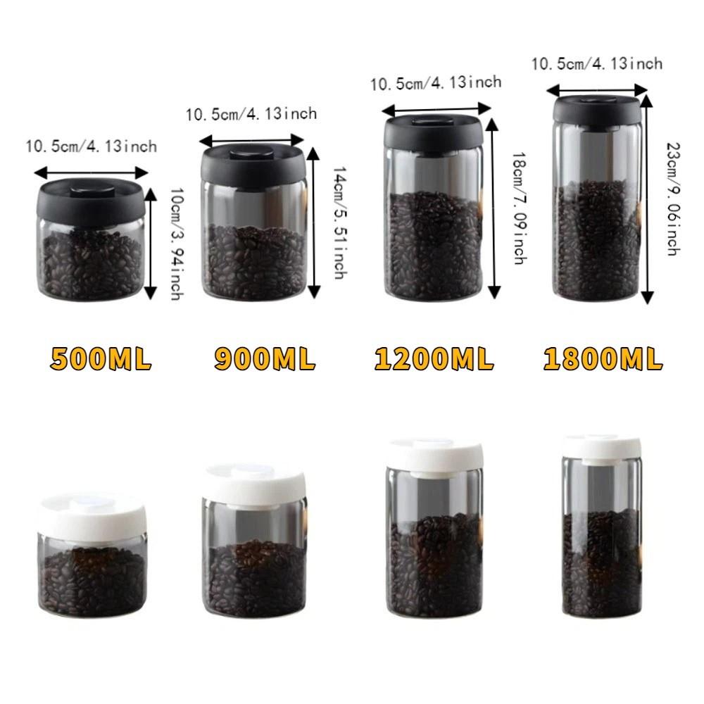 Press Type Coffee Bean Storage Jar Manual Glass Coffee Jar Vacuum Sealed Jar  Home Use