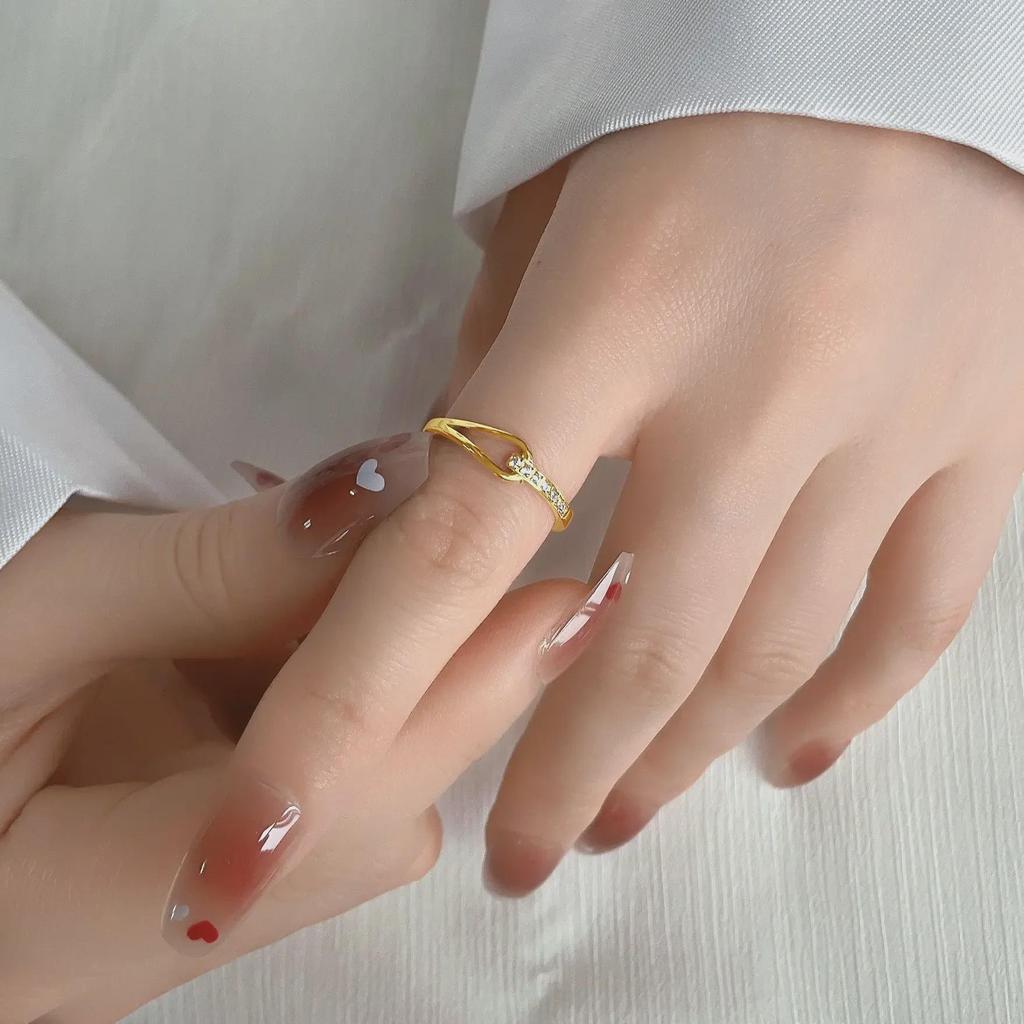 Кольцо с геометрическим бриллиантом в форме капли воды - титановая сталь, не выцветает, с ЧПУ-закрепкой, универсальное кольцо для указательного пальца для женщин