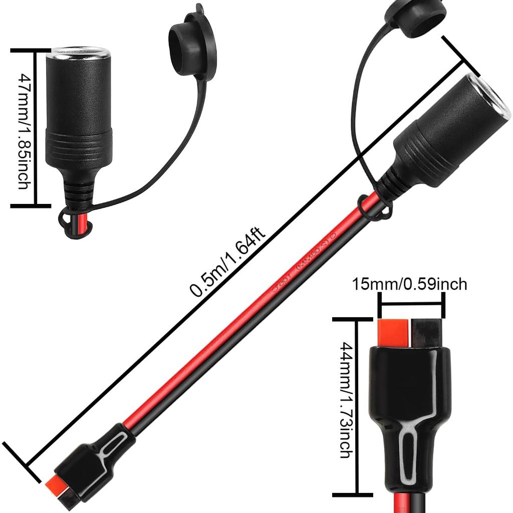 Xiatiaosann Cigarette Lighter Socket Female to 45A Connector Cable, 12AWG Solar Panel Connector to