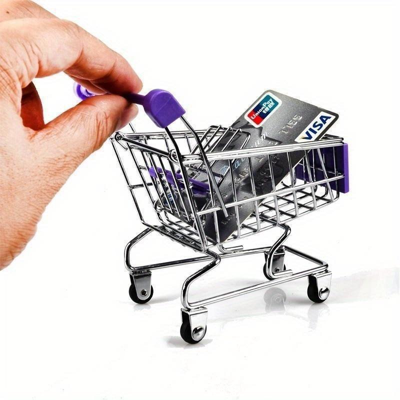 Mini Supermarket Shopping Trolley Cart Desktop Model Children's Toys