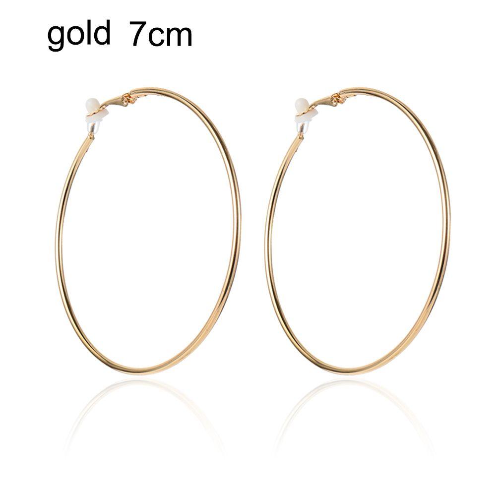 Пара ювелирных изделий золото серебро черный женская мода большой круг клипса на ухо без пирсинга серьги кольца