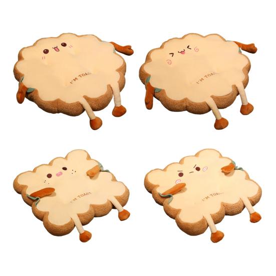 Bread Toast Cushion Cute Stuffed Chair Pad Seat Cushion with Anti-Slip Bottom for Office Chairs Kitchen Chairs Bedroom Floor Sitting