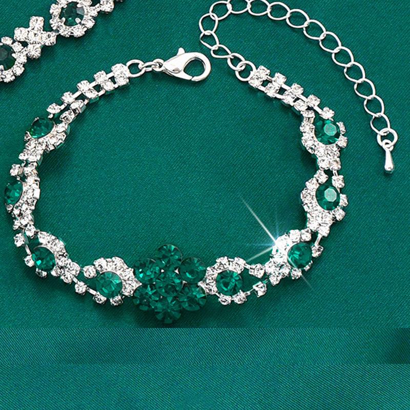 Элегантный набор ювелирных изделий с кристаллами и драгоценными камнями в форме капли воды: Ожерелье, Серьги, Браслет и Кольцо для Женщин