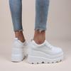 Fashion 2025 NEW White Wedge Sneakers Shoes Platform Breathable Hollow Shoes Chunky Platform Heel Pumps Shoes Women Heels