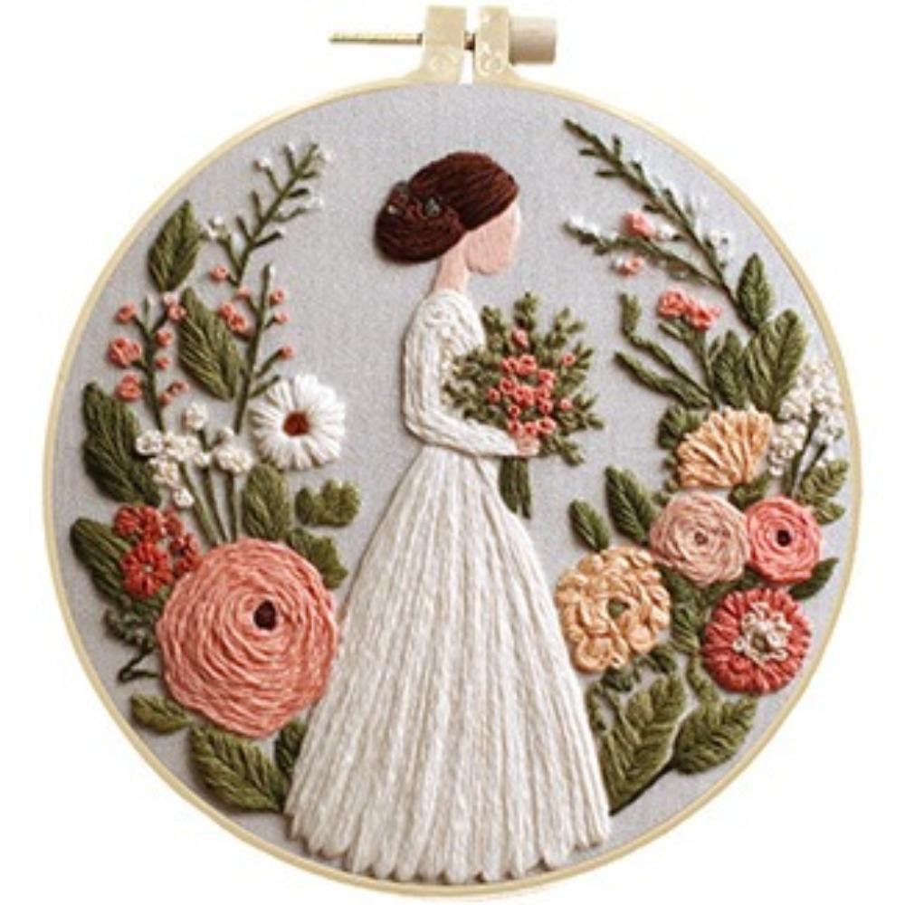 1 набор Серия Свадебная девушка Материал для ручной вышивки, Набор для начинающих вышивать крестиком, Легкий учебник и инструменты, Набор материалов для рукоделия из ткани