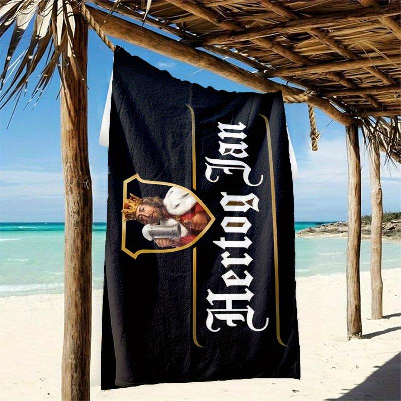 1 шт. Пляжное полотенце с логотипом пива Hertog Jan, Быстросохнущее легкое полиэстеровое полотенце, Мягкое впитывающее полотенце с символикой для плавания и путешествий, Идеальное