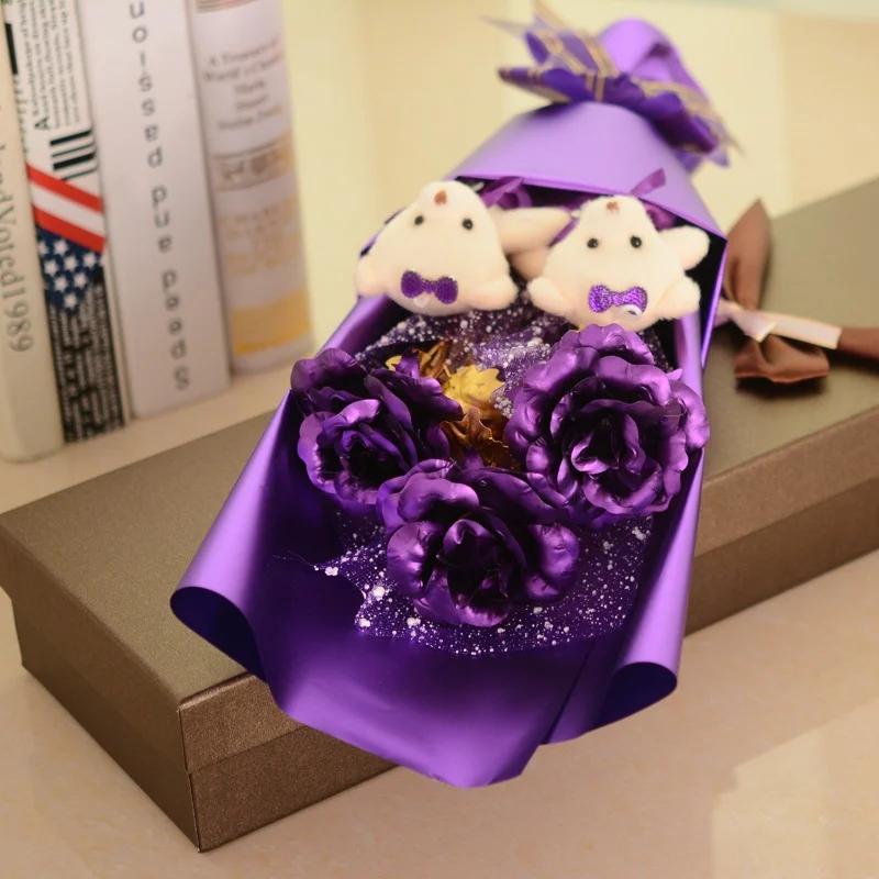 Искусственные золотые цветы Роза с покрытием из 24-каратной фольги Подарок на День святого Валентина для жены Свадьба День матери Вечная любовь Золотые розы