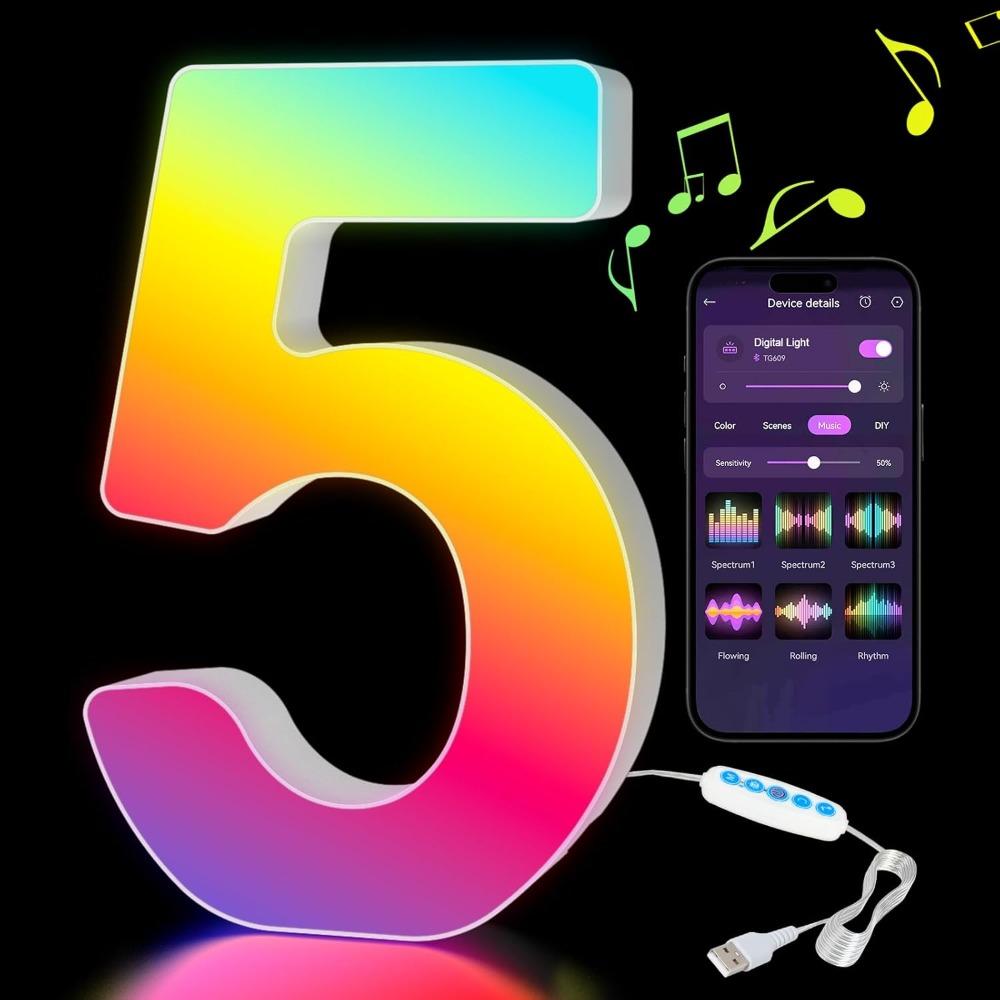 Name Letter Alphabet Light Smart Number Lamp MeRGBW App LED Letters Light Game