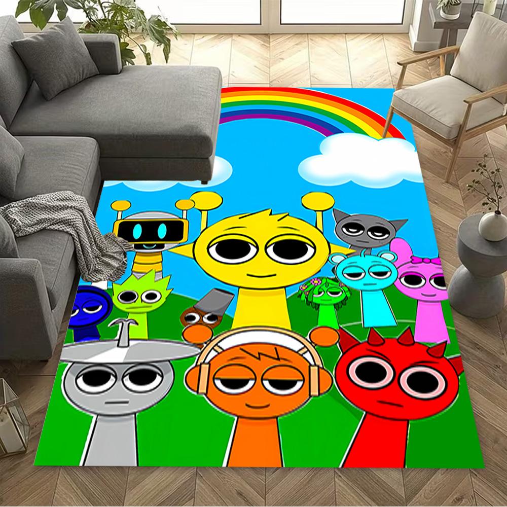 Colorful Creatures Gathering Floor Rug Office Rug Suitable for Kitchen Dining Room Decorate room Outdoor Antislip Carpet Anime Office Decor