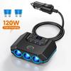 120W 7 In1 Car Charger Plug Adapter PD 3 Socket Charger Independent Switches 12/24V Power Outlet for IPhone GPS Dashcam