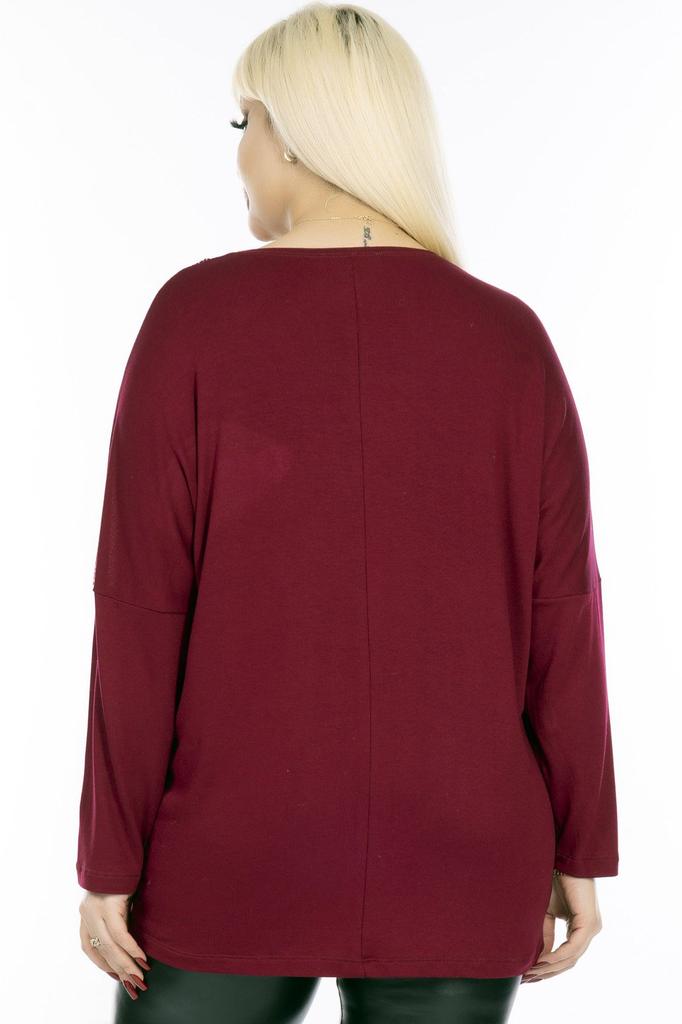 Женская блузка большого размера с v-образным вырезом, карманами и рукавами, сетчатая деталь, каменная вышивка, длинный рукав, удобная и струящаяся гибкая блузка