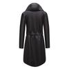 Women's Solid Colored Hooded Long Sleeved Trench Coat With Striped And Straight Tube Jacket