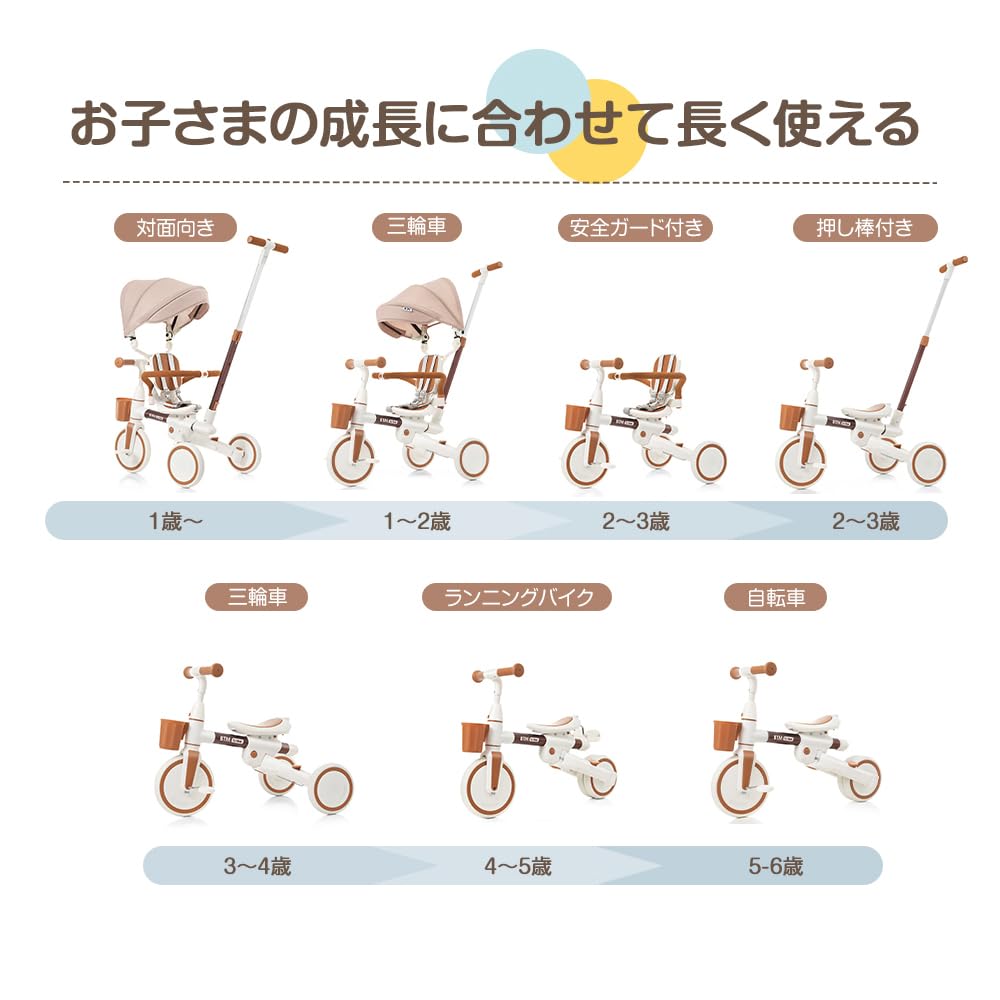 BTM Трехколесный велосипед с толкателем, вращающийся, детский, вращающийся, коричневый, детский руль, 7-в-1, многофункциональный, сиденье, велосипед, сиденье,