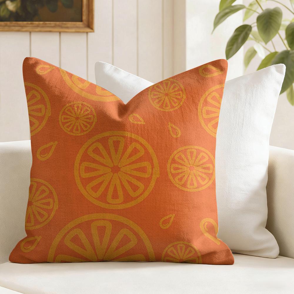 Orange pattern Cushion Cover Natural Linen Pillow Cover DoubleSided Print Cushion Cover for Sofa Home Decor