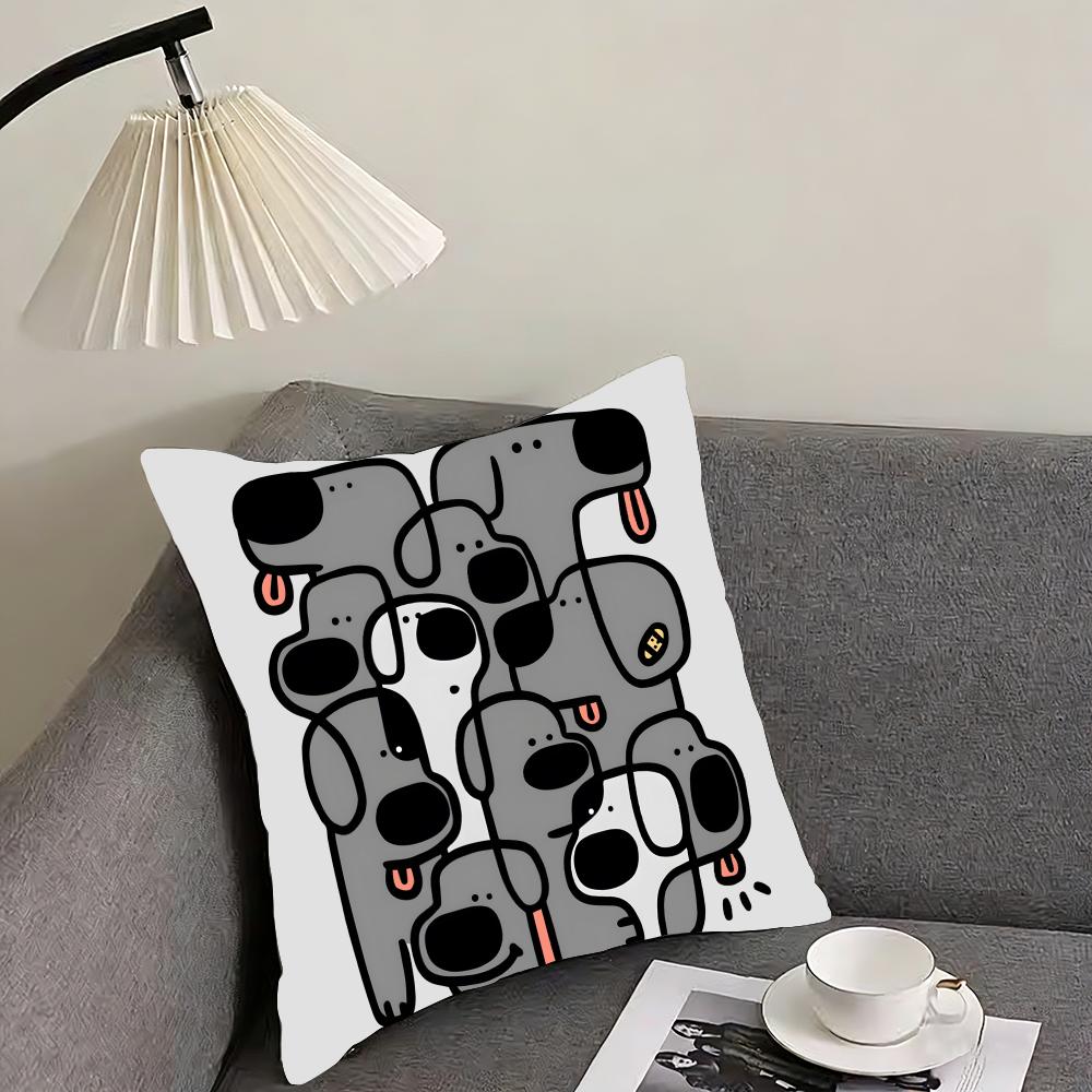 abstract dog Anime Cushion Cover Reversible Plush Pillow Cover – For car, sofa, bedroom, perfect as a gift.