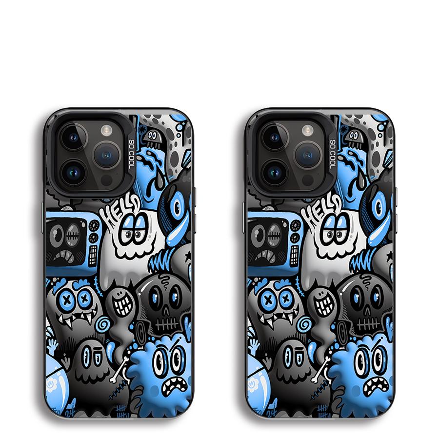 Чехол для телефона для iPhone 17 Pro Max 14 Plus 12 Pro 15 11 Air 16 13 Граффити Черный