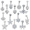 1Pcs Stainless Steel Navel Ring Heart Navel Ring Zircon Body Piercing Jewelry