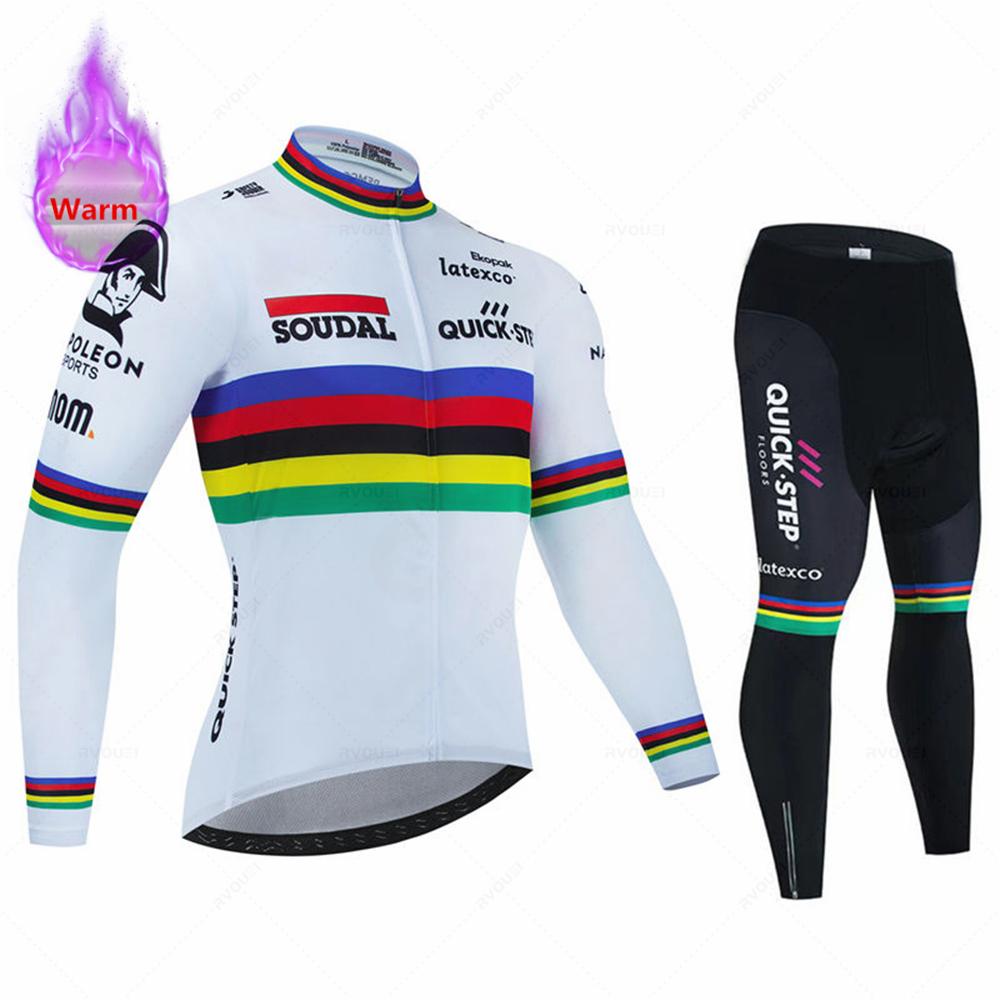 2026 Команда Soudal Quick Step Мужская Зимняя Велосипедная Одежда С Длинным Рукавом Термофлис Велосипедная Майка Комплект MTB Теплая Одежда для Велосипеда Мужская