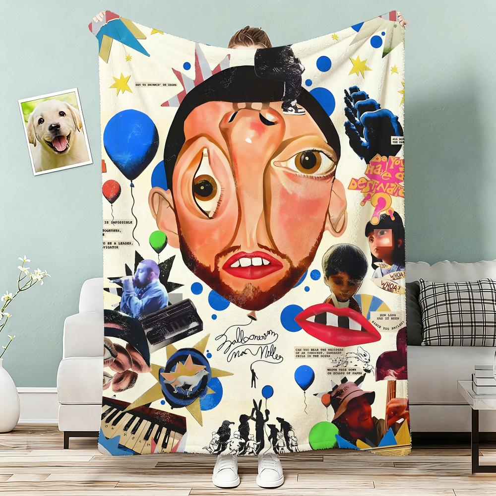 Rapper M-Mac Miller Throw Lightweight 240g Flannel Blanket Soft Skin-friendly for Summer Cooling