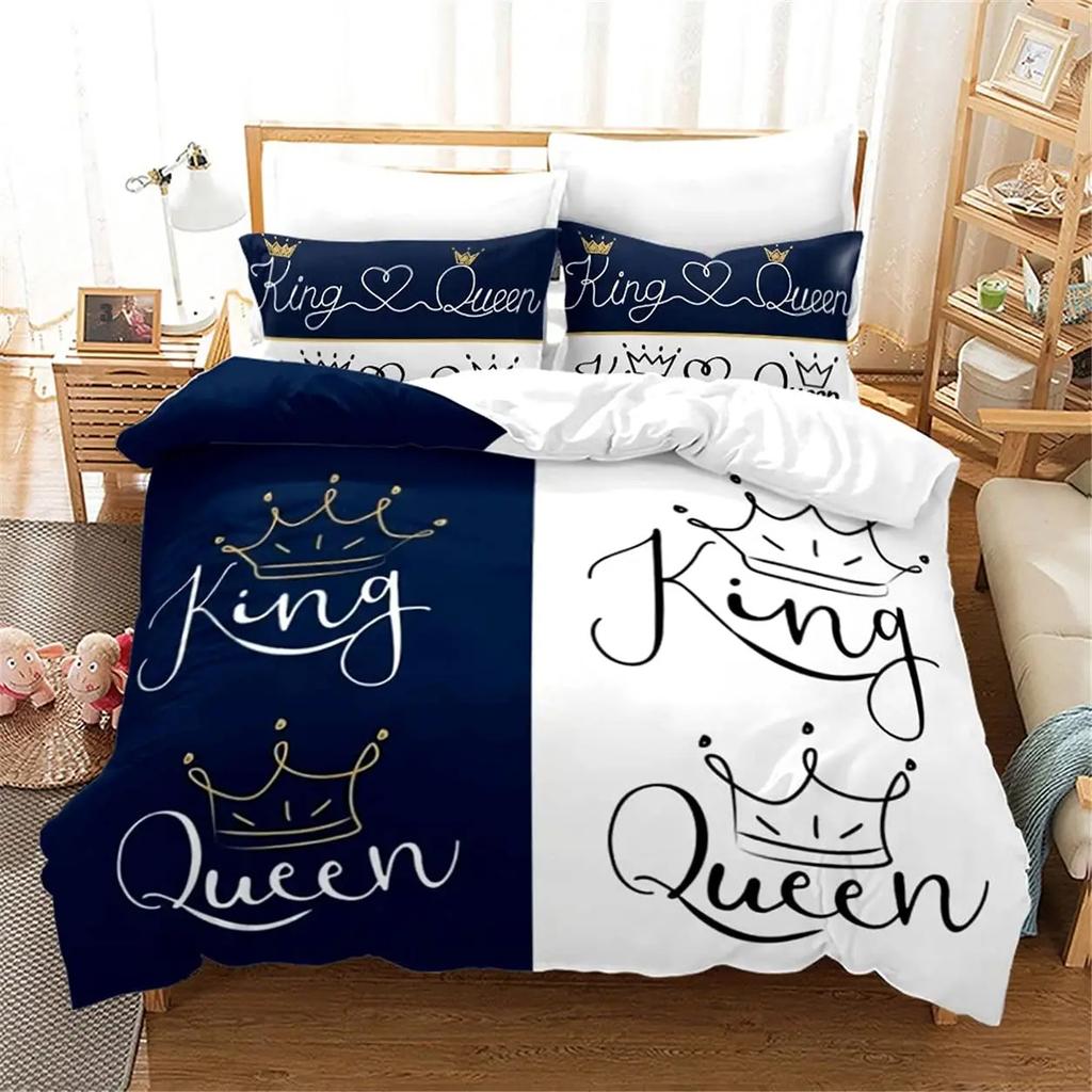 Black And White Duvet Set Romantic Valentine'S Day Bedding Set Gift Three-Piece Set