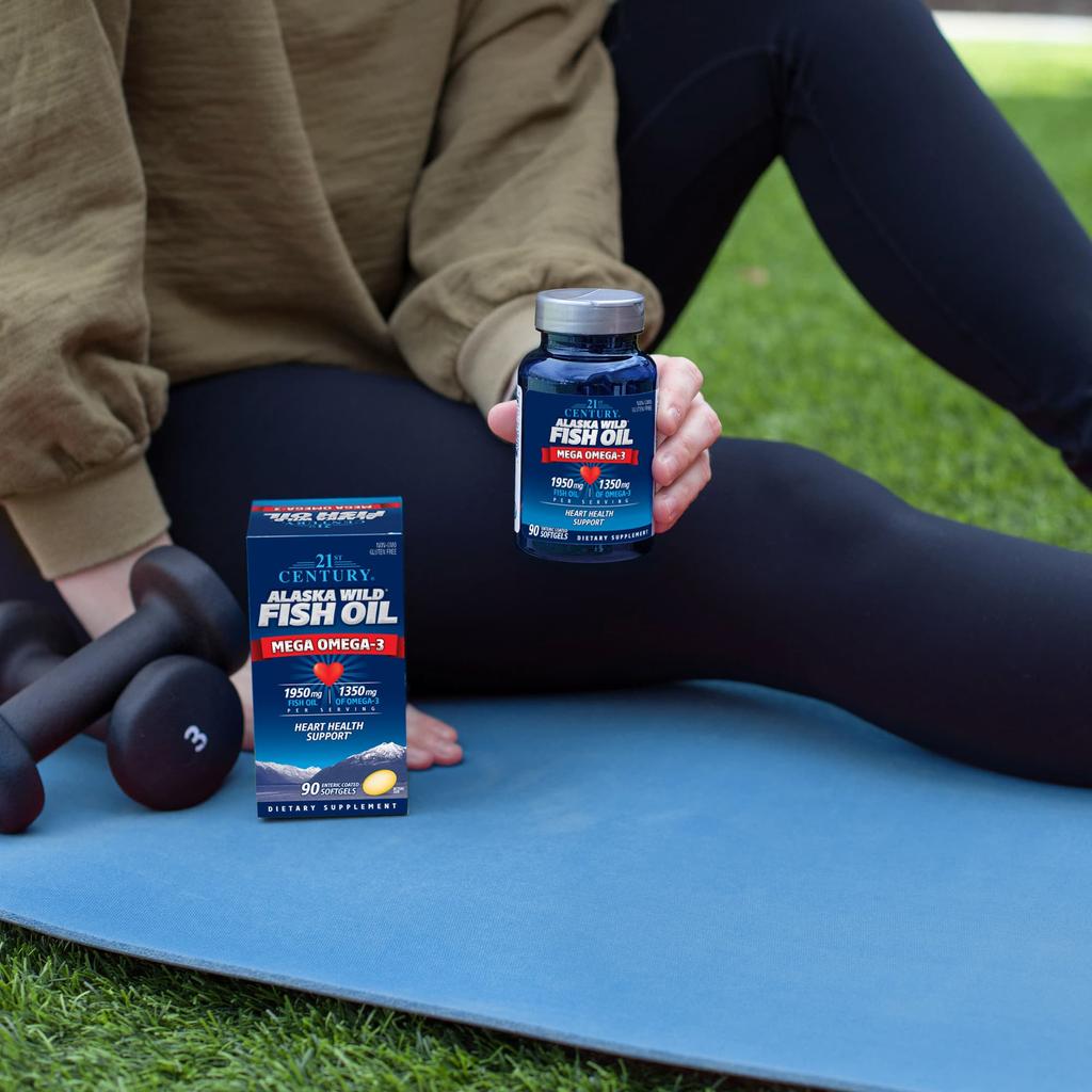 21st Century Аляскинский дикий рыбий жир, мега омега-3, 90 капсул с кишечнорастворимой оболочкой