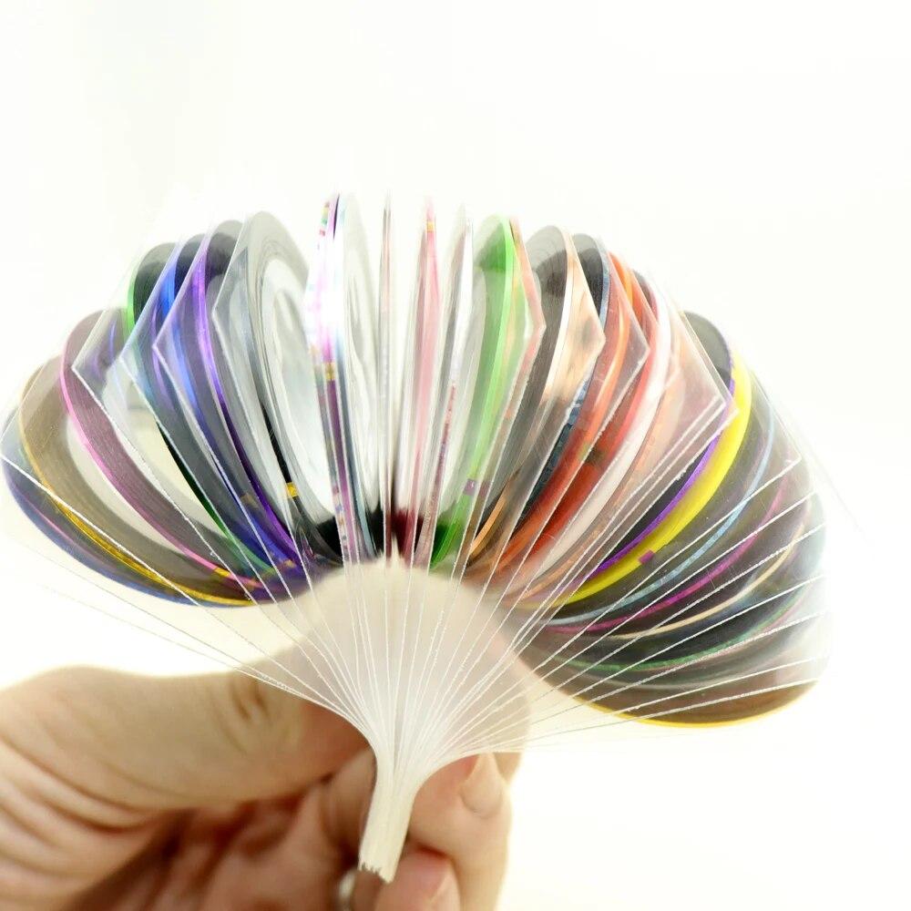 20 рулонов полосатых лент, красочные линии, наклейки для ногтей, набор для дизайна ногтей «сделай сам», маникюрные красивые украшения для УФ-гель-лака для ногтей