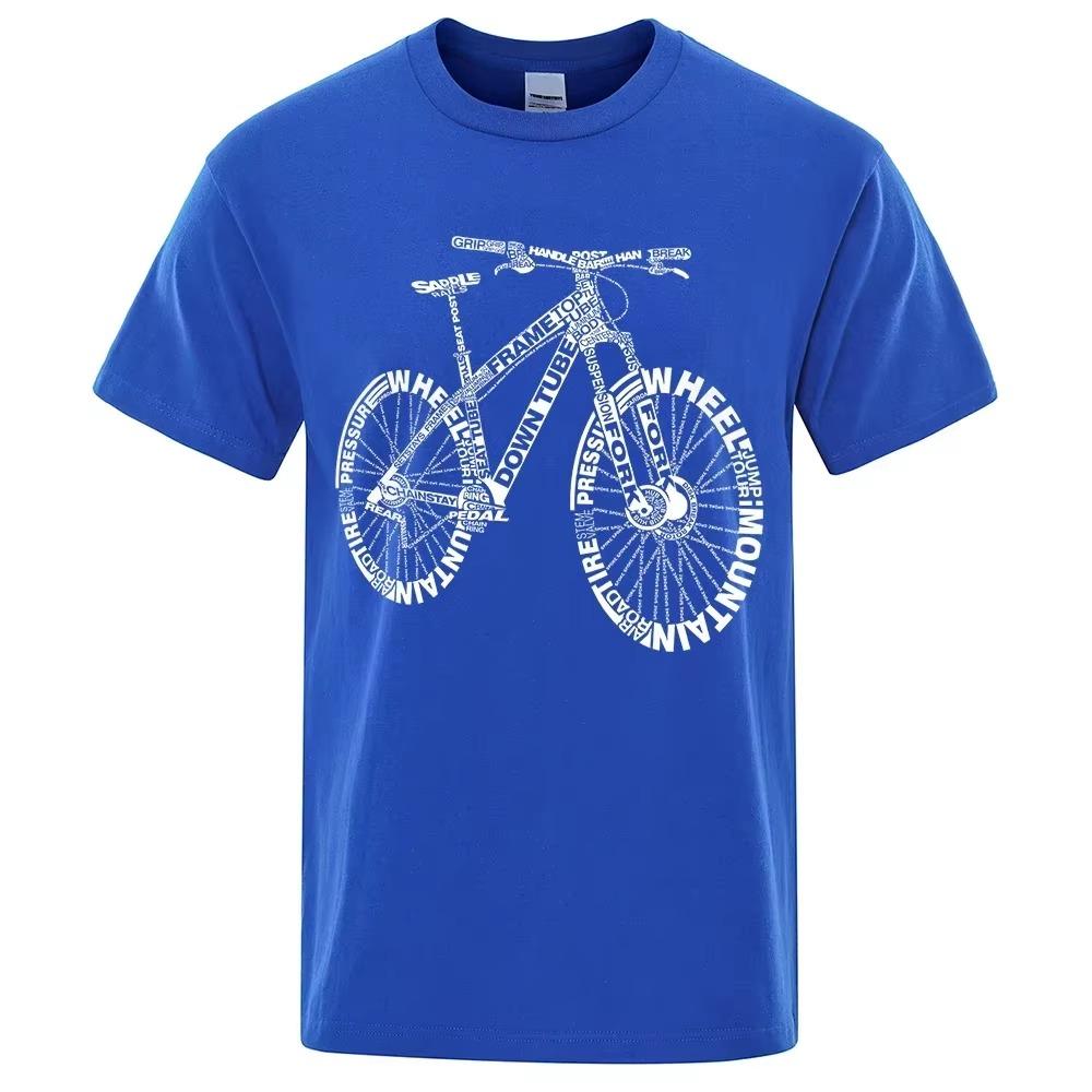 Alphabet Style Mountain Bike Funny Print T-Shirts Men Summer Breathable Short Sleeves Loose Oversized Vintage Tee Clothes Unisex