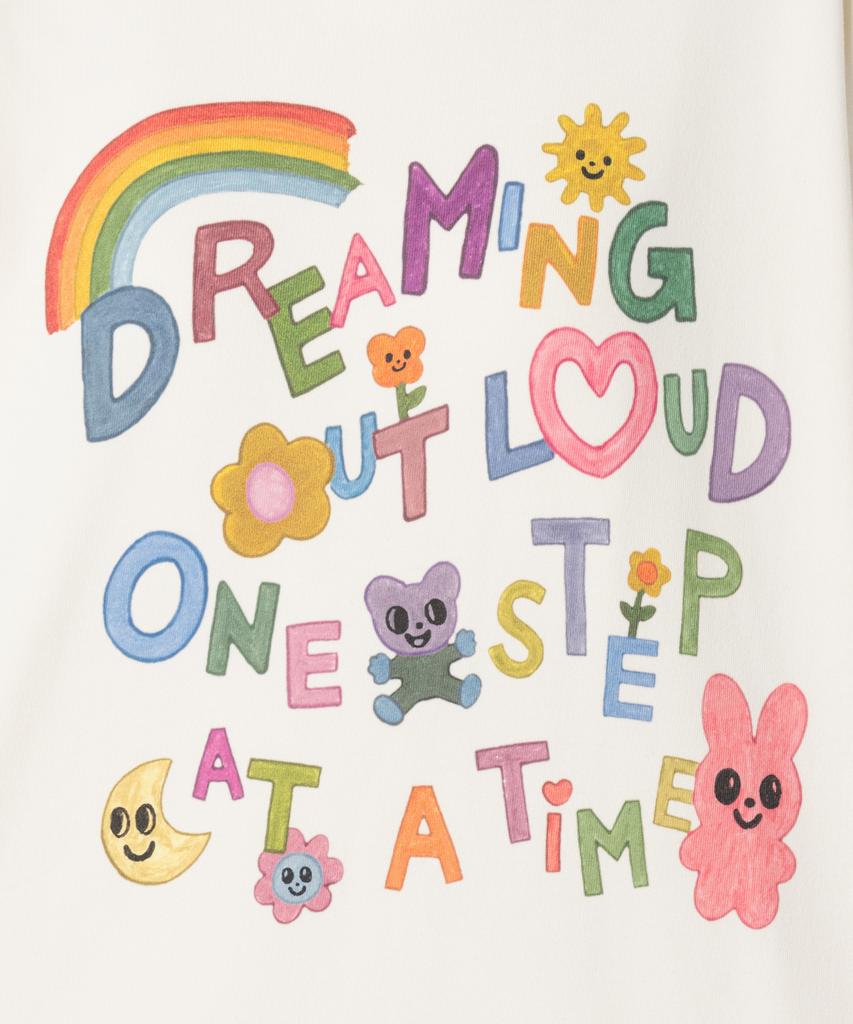 MOZMOZ Dreaming Out Graphic Oversized Sweatshirt Cream