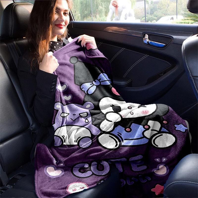 1pc Cute Character Kuromi Blanket, Home Decorative Throw Blanket for All Seasons, Living Room, Travel, Camping, Car Blankets, Beach, Office Naps.H015