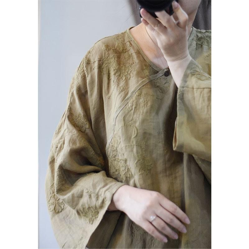 Johnature Женская весенняя винтажная рубашка с длинными рукавами и индивидуальной вышивкой в ​​китайском стиле, свободная повседневная рубашка в стиле ретро