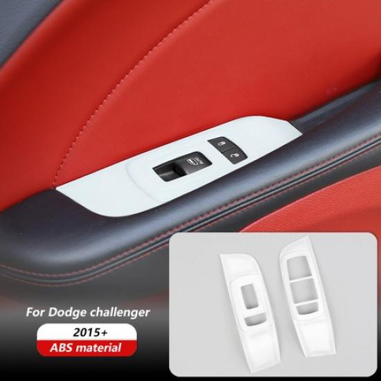 White Window Lift Button Panel Cover Trim for Dodge Challenger 2015+ Accessories