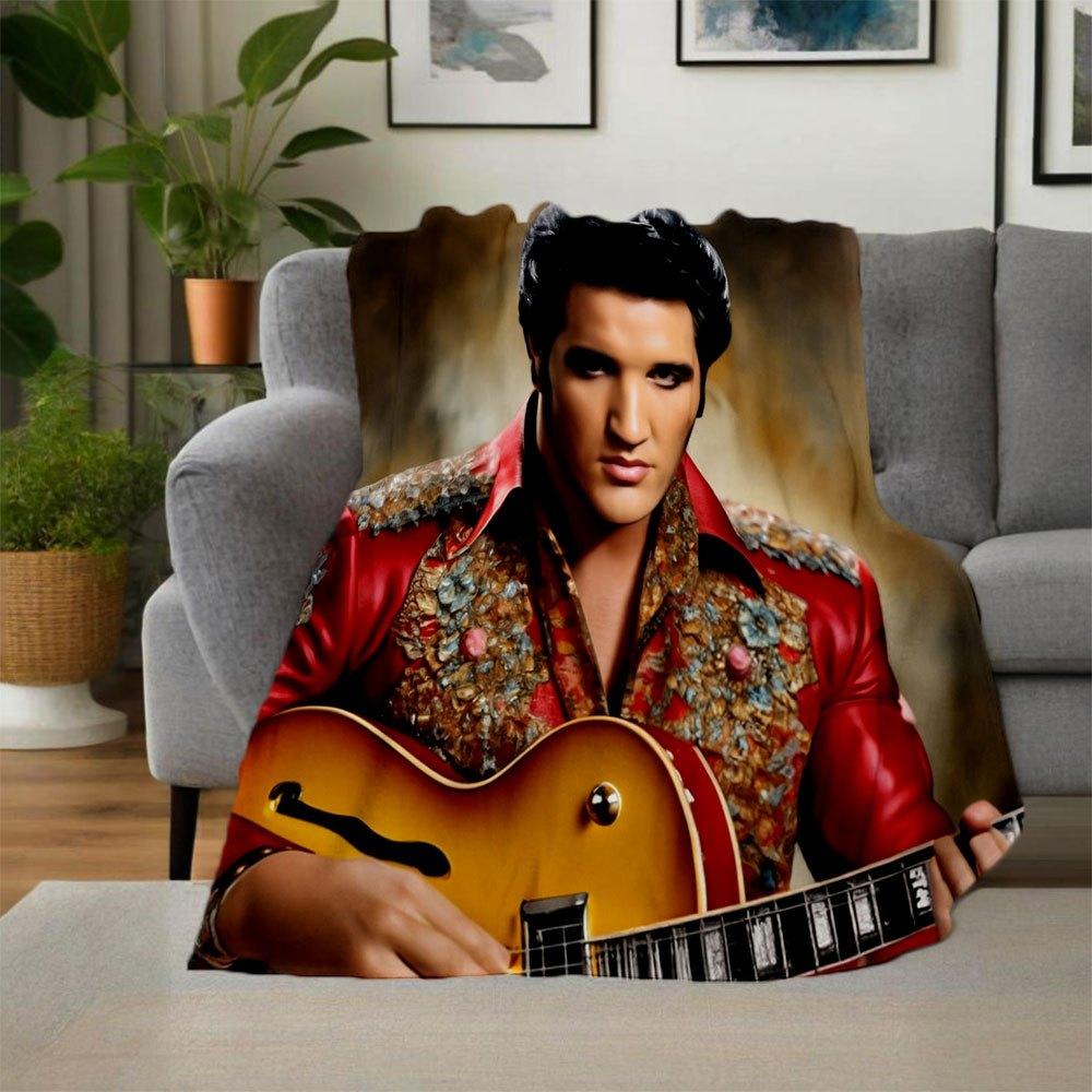 "Elvis Presley Inspired Floral Embroidered Jacket"Blanket Flannel Throw Blanket for Sofa, Bed, Travel, Camping, Office, Couch, Chair, And Be