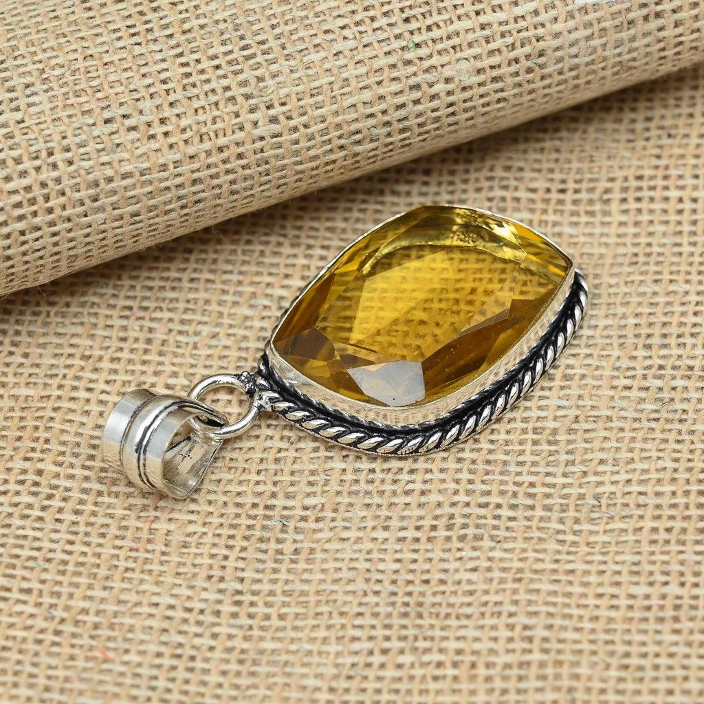 Цитрин Топаз 925 Твердое Серебро Ювелирные Изделия Ручной Работы Красивый Драгоценный Камень Красивая Подвеска