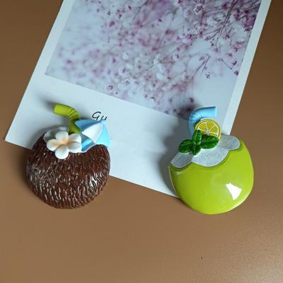 3D Магнит на холодильник с кокосовым напитком, Летний пляжный, Смоляной, Магнитные аксессуары для холодильника, Декор для дома, офиса, кухни