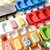 Форма для литья свечей на 4 ячейки с гибкой конструкцией, Геометрический лоток для кубиков льда с крышкой для холодных напитков и изготовления свечей