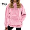 Warm Fleece Pullover Top Women Pet Pouch Hoodie, Oversized Fuzzy Hooded Sweatshirt with Kangaroo Hands Free Carrying Pouch, Dog Cat for Fall Winter