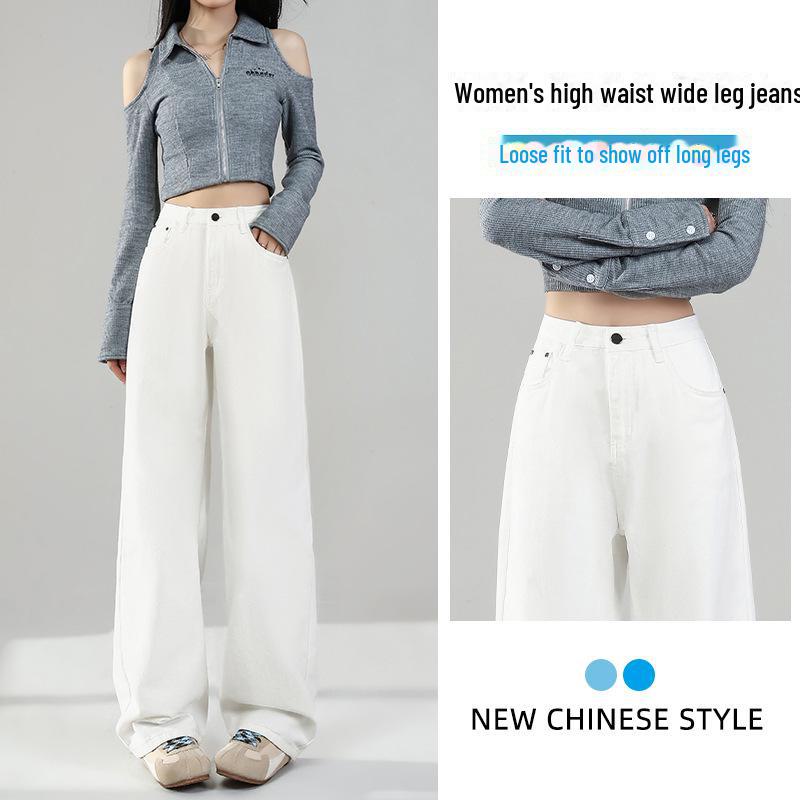 Женские синие джинсы с высокой талией в стиле ретро, коллекция лето 2025 г., облегающие и легкие
