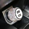 Автомобильное зарядное устройство для прикуривателя, USB-адаптер для смартфона, зарядное устройство для мобильного телефона, двойное USB-зарядное устройство со стразами и кристаллами