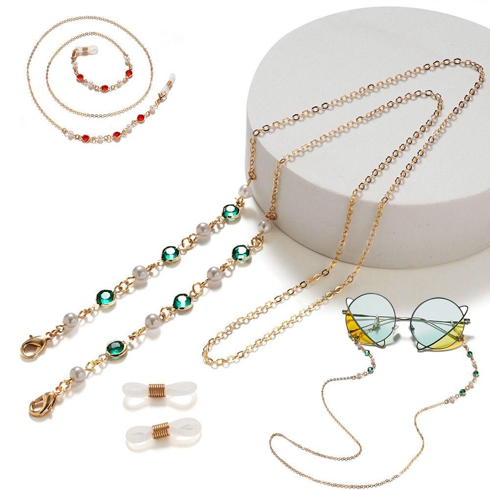 1PC Alloy Eyeglasses Chain Rhinestone Eyewear Holder New Glasses Strap Office Use