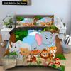 Cartoon Animal King Queen Duvet Cover Elephant Tiger Lion Rhinoceros Bedding Set Wildlife Quilt Cover Polyester Comforter Cover